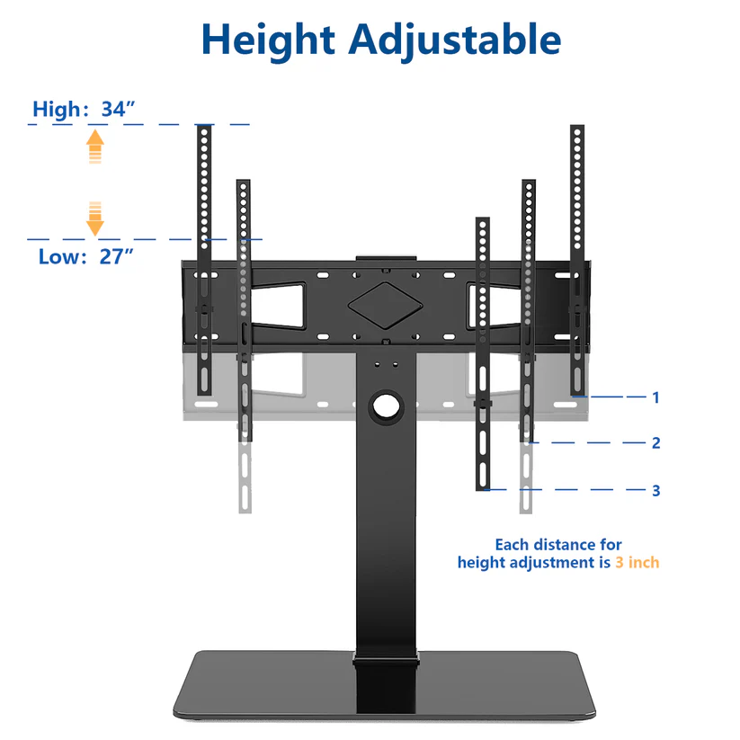 Swivel Tabletop TV Stand with Glass Base for 40" - 80" TVs