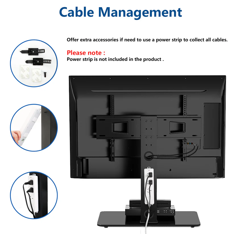 Swivel Tabletop TV Stand with Glass Base for 40" - 80" TVs