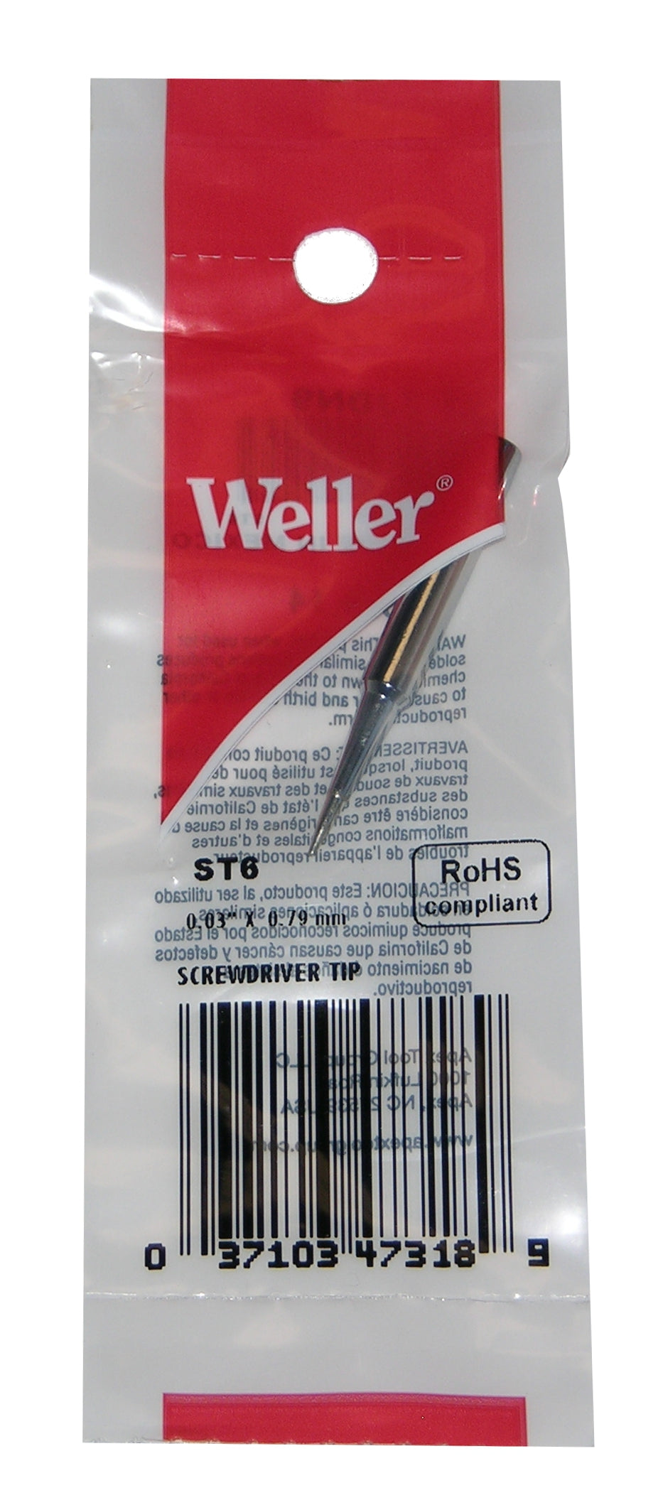 Original Weller ST6 Solder Soldering Tip for models WP25, WP30, WP35, WLC100